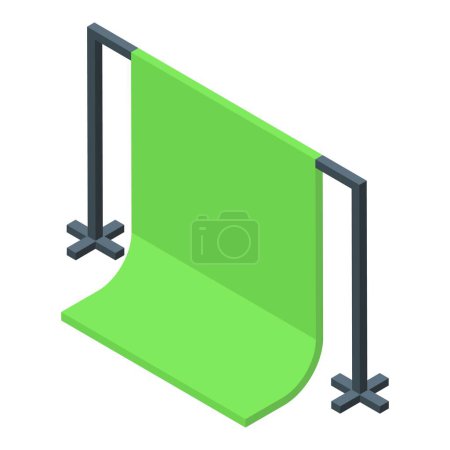 Isometric illustration of a green screen setup for photography and video production