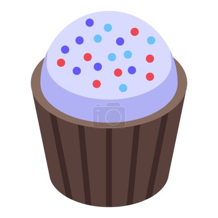 Colorful isometric cupcake illustration with sweet pastel frosting, sprinkles, and delightful baked goodness, perfect for birthday parties, celebrations, and other joyful events