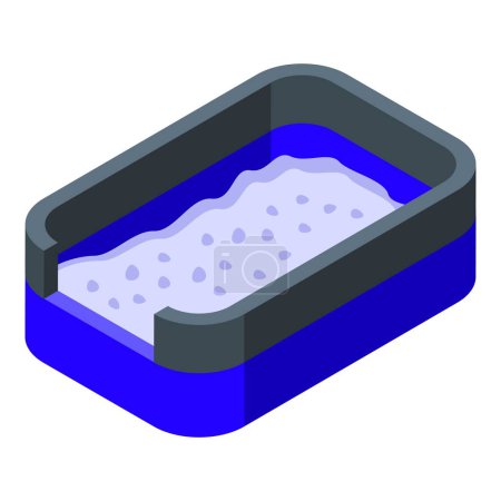 Vektorisometrische Darstellung einer Seifenschale mit einem Stück Seife, ideal für hygienische Designs