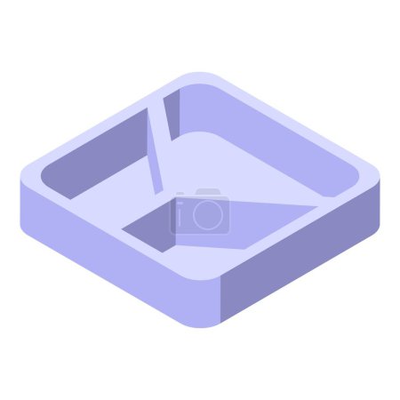 3d isometric illustration of a purple, empty pill organizer, ideal for medical and health themes