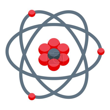 Téléchargez les illustrations : Structure atomique stylisée avec une fleur centrale symbolisant la nature et l'harmonie scientifique - en licence libre de droit