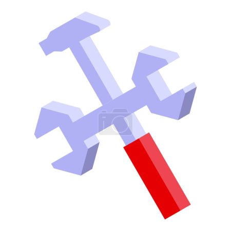 Illustration of stylized, crossed hammer and wrench tools with a modern, sleek design