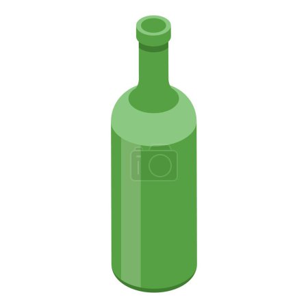 Illustration isométrique numérique d'une simple bouteille en verre vert