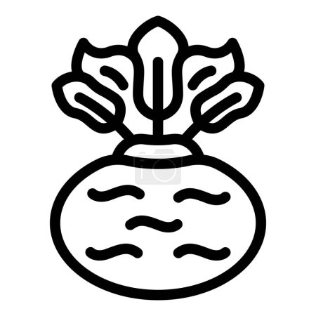 Ampoule en forme de chou-rave icône contour vecteur. Légume au navet croustillant. Texture croquante végétarienne