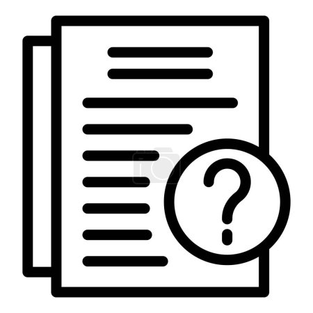 Vecteur de contour de page d'icône de résolution de requête. Forum FAQ en ligne. Foire aux questions
