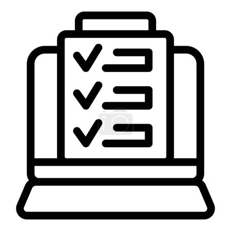 Kundenservice-Seite Symbol Umrissvektor. Checkliste für gelöste Fragen. FAQ-Informationstipps