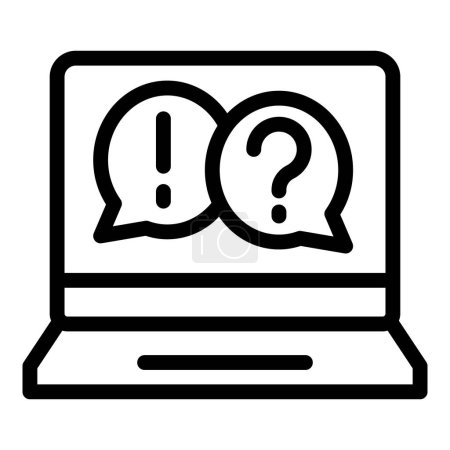 FAQ icône de site web vecteur de contour. Forum info en ligne. Page de résolution de problèmes numériques
