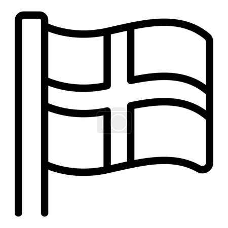Brandissant le vecteur de contour du drapeau islandais. L'emblème de l'identité nationale. Pays d'indépendance symbole