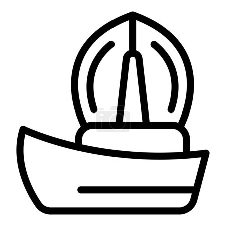 Iceland lagoon boat tour icon outline vector. Nordic ship adventure. North sea expedition