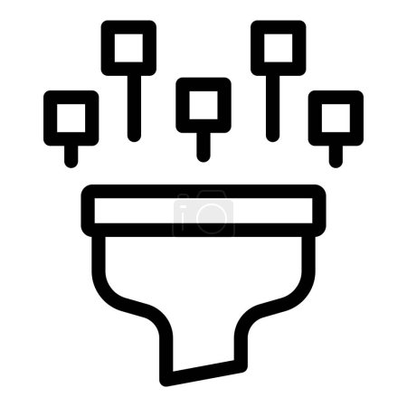 Simplified black and white vector icon of a network cable plug