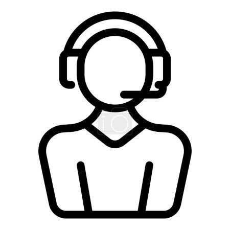 Professional customer service representative icon with headset providing support in call center and assistance. Simple, minimalistic vector symbol for online technical care
