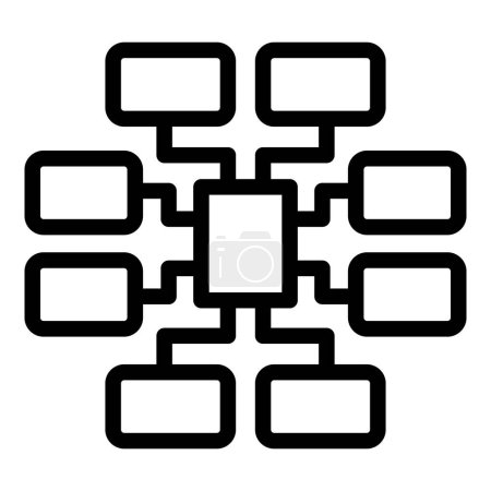 Vereinfachtes schwarzweißes Organigramm-Symbol mit Hierarchie und Struktur für Geschäftsführung und Unternehmensorganisation Flussdiagramm und Teamwork-Infografik-Vektordesign auf weißem Hintergrund