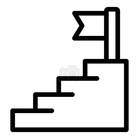 Esquema negro de una escalera con una bandera en la parte superior, simbolizando el logro y el progreso