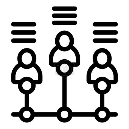 Black and white vector icon depicting a structured team or corporate hierarchy diagram