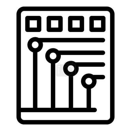 Illustration for Vector illustration of an abstract circuit board icon with black and white minimalist design on a schematic pattern background. Perfect for electronic engineering and computer hardware concepts - Royalty Free Image