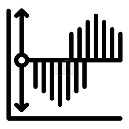 Icono blanco y negro que representa un gráfico de barras con valores de subida y bajada indicados por flechas