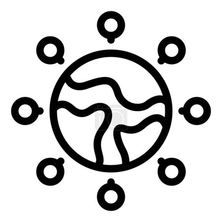 Global community icon, a simple black and white vector illustration concept symbolizing worldwide interconnection. Multicultural togetherness