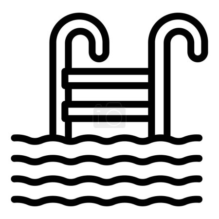 Icône de ligne noire simple représentant une échelle de piscine pour un accès facile aux piscines