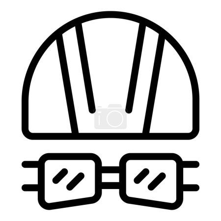 Ilustración de Ilustración artística en blanco y negro de un casco de seguridad y gafas, que representan un equipo de protección - Imagen libre de derechos