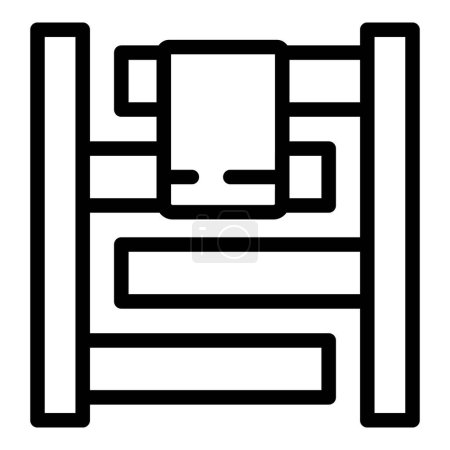 Ilustración vectorial de un icono de litera minimalista en blanco y negro, adecuado para varios usos de diseño