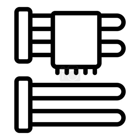 Téléchargez les illustrations : Illustration linéaire simple d'un dissipateur thermique pour le refroidissement de composants électroniques - en licence libre de droit