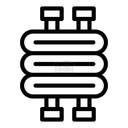 Icono de ilustración vectorial de un radiador de calefacción central en un contorno simple en blanco y negro