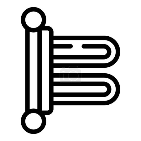 Simple illustration of a wallmounted towel warmer in a modern line art style