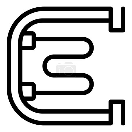 Illustration linéaire simple d'une pince ou d'un clip, en noir et blanc, isolé sur blanc