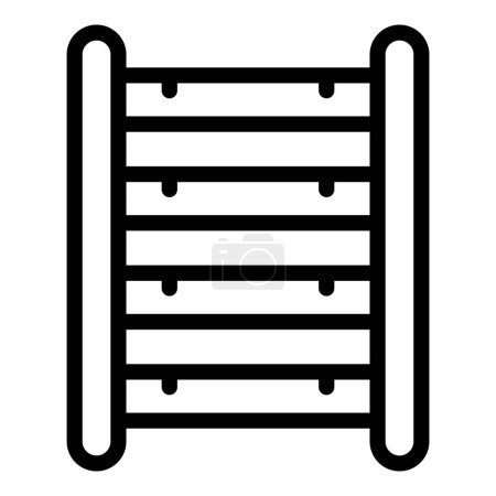 Simplified black and white icon of a ladder for use in various designs and applications