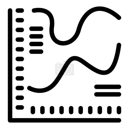 Vereinfachtes Liniendiagramm-Symbol mit Gitterlinien auf weißem Hintergrund, in schwarz-weiß