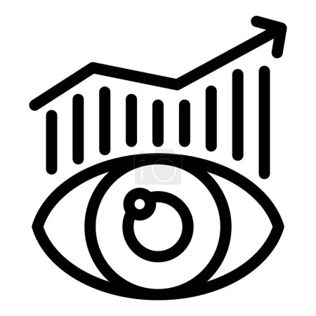 Illustration for A bold icon illustrating an eye merged with an upward trend graph, symbolizing vision and growth - Royalty Free Image