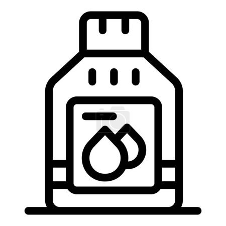 Black and white line drawing of a portable water bottle with a droplet icon