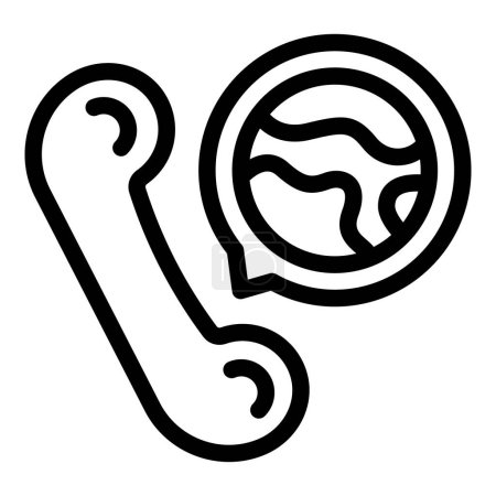 Vektor-Icon-Illustration eines Telefons und einer Welt-Sprechblase, die die internationale Kommunikation symbolisiert