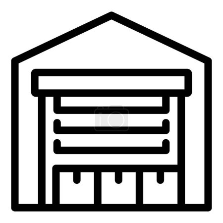Minimalistisches Vektorsymbol, das eine Garagenfront mit geschlossener Tür darstellt, geeignet für verschiedene Designanwendungen