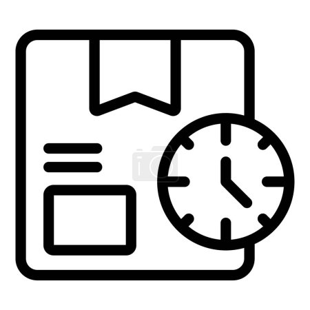 Line art icon of a document with a clock, symbolizing time management, deadlines, and planning