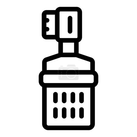 Medical throat spray icon vector illustration for health medication and pharmaceutical treatment in black and white silhouette design. Isolated on white background