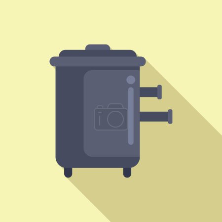 Vector illustration of a sleek modern electric pressure cooker with a minimalist design on a mustard background