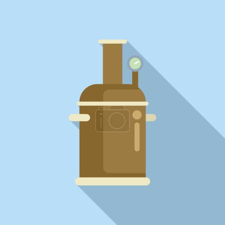 Flat design icon of a brown pressure cooker with a safety valve and handles