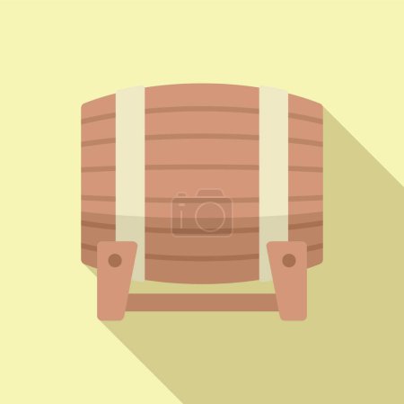 Flat design illustration of a simple wooden barrel with bands, suitable for various design uses