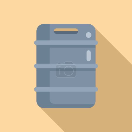 Vector illustration of a flat design icon featuring a blue beer keg with shadows