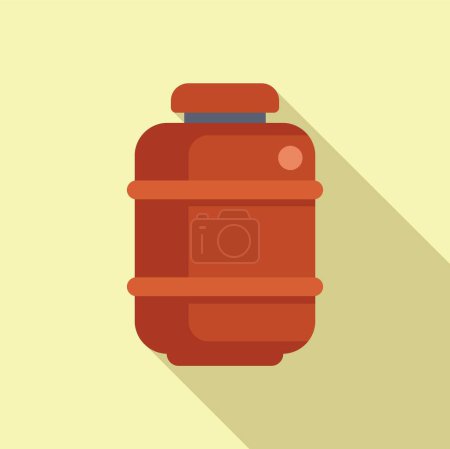 Icono gráfico de un tanque de gas propano rojo con un estilo de diseño plano y sombra larga