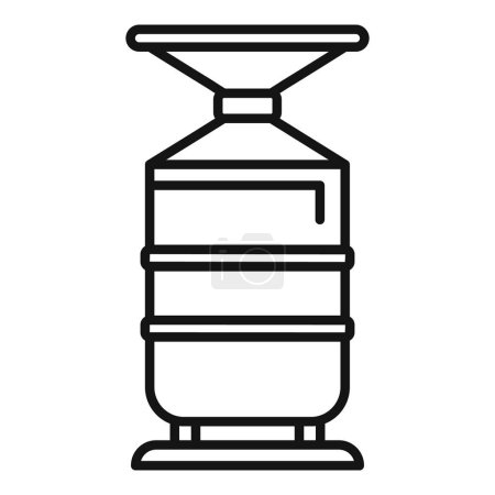 Black and white line art icon of a refillable water bottle, suitable for various designs