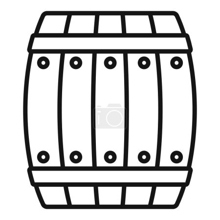 Black and white line art illustration of a classic wooden barrel