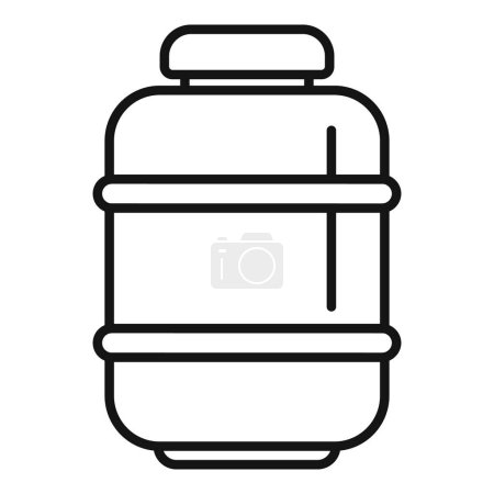 Schwarz-weiße Linienzeichnung einer wiederverwendbaren Wasserflasche, ideal für Symbole oder Logos