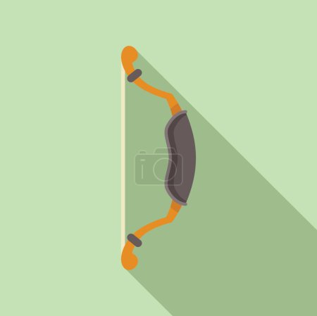 Flat vector illustration of a bow saw with shadow on a pastel green background