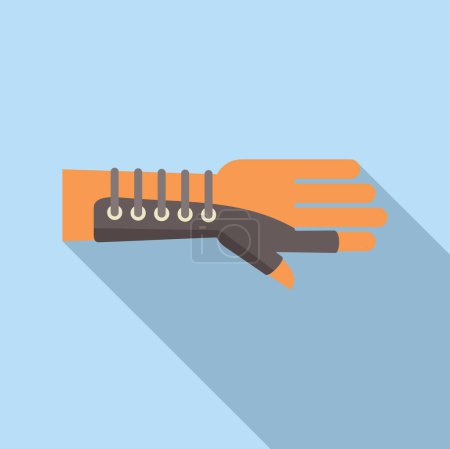 Minimalistische Vektorillustration einer orangen Roboterhand mit gelenkten Fingern