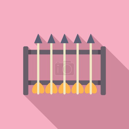 Illustration in flat style of matches in a box with striking heads on a pink background