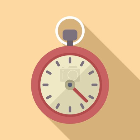 Flat design illustration of an oldfashioned stopwatch casting a subtle shadow