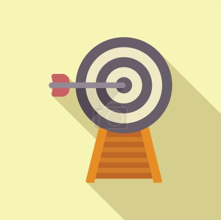 Flat design vector of a bullseye with an arrow in the center against a pastel background