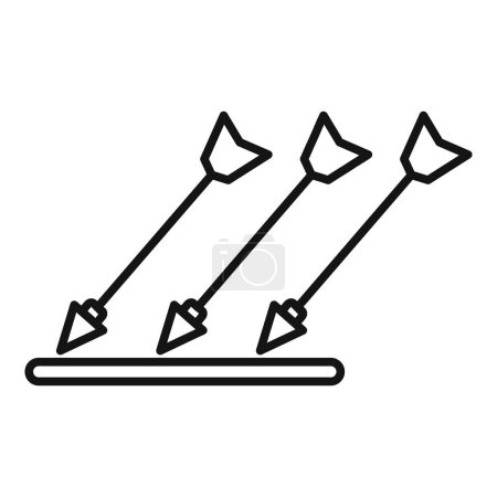 Minimalistisches Vektordesign mit drei stilisierten Pfeilen, die von einer gemeinsamen Basis aufsteigen